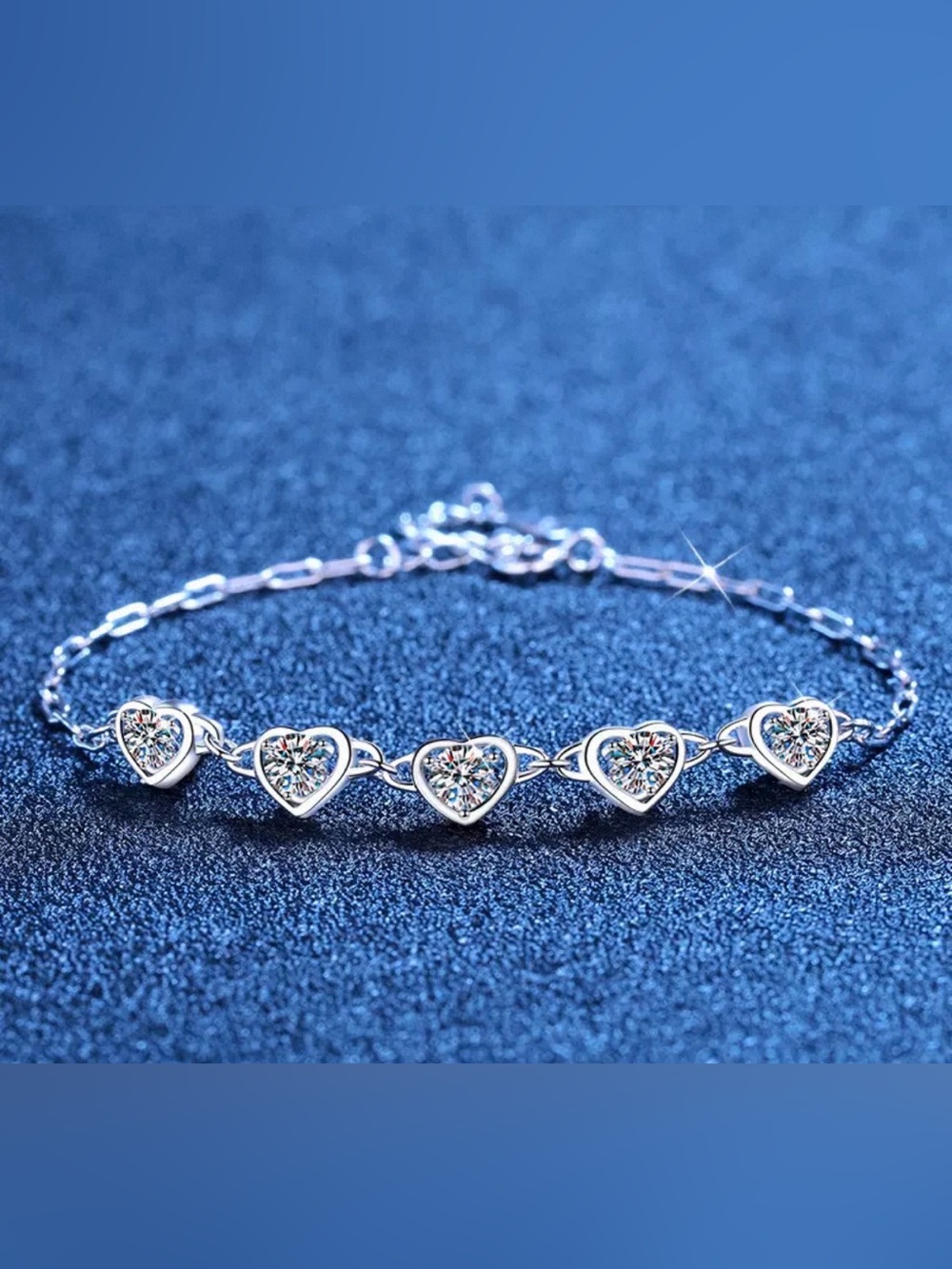 Moissanite  Heart Bracelet-CRA Certified Silver Chain(16+3cm)